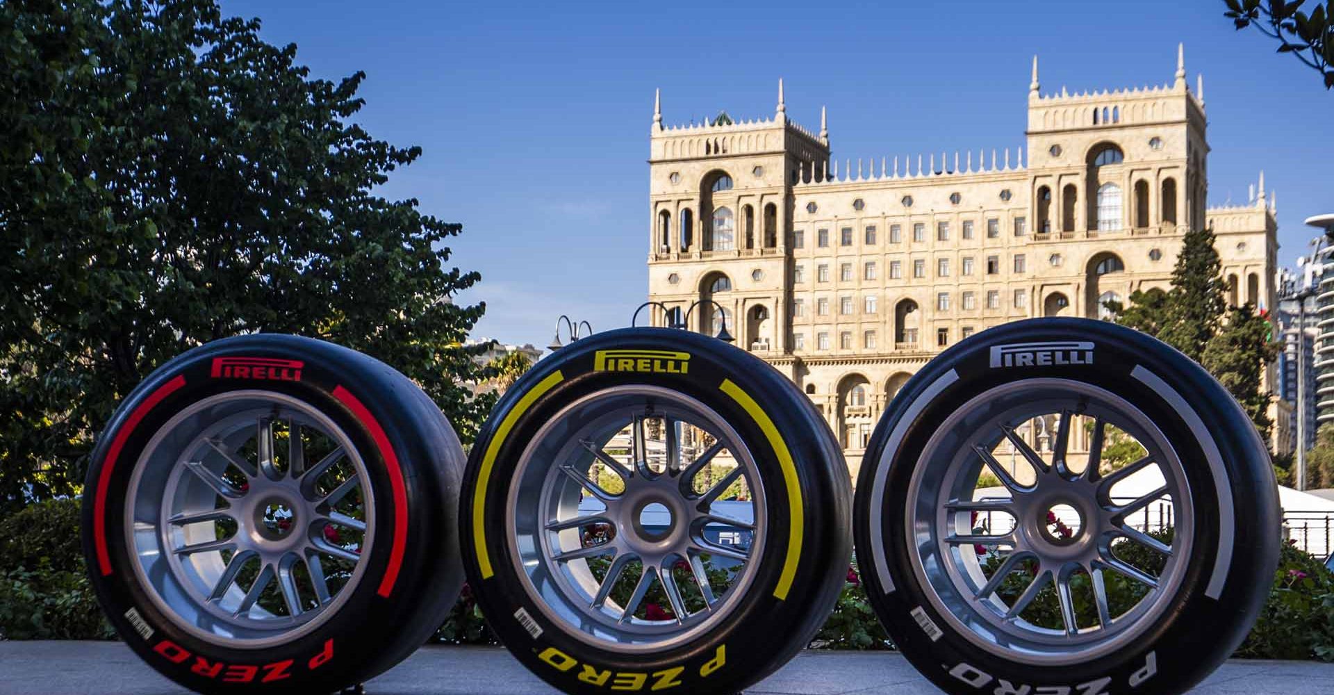 BAKU CITY CIRCUIT, AZERBAIJAN - JUNE 09: Pirelli tyres during the Azerbaijan GP at Baku City Circuit on Thursday June 09, 2022 in Baku, Azerbaijan. (Photo by Sam Bloxham / LAT Images)