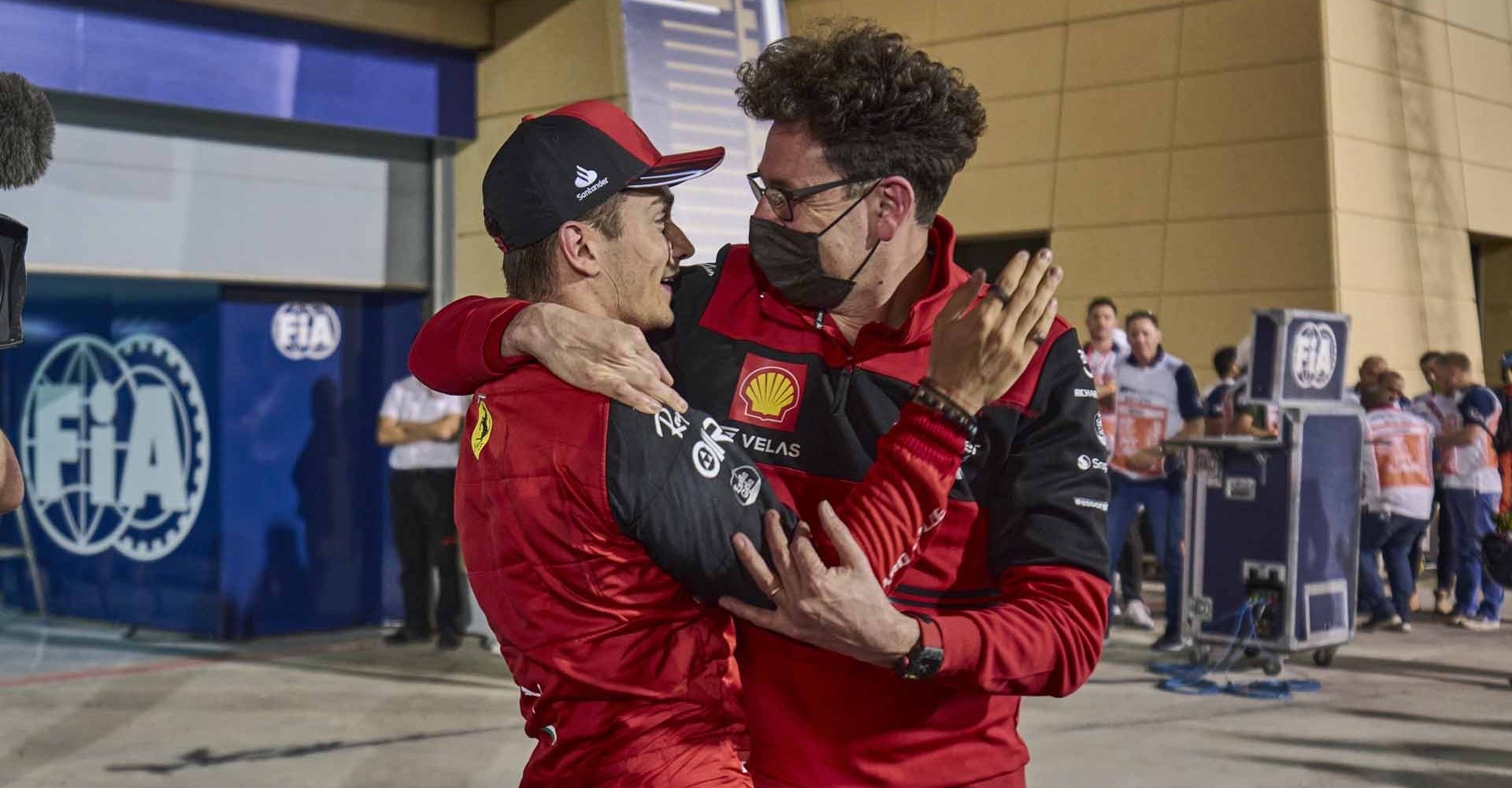 FERRARI F1 GP BAHRAIN DOMENICA 20/03/2022 credit @Scuderia Ferrari Press Office Charles Leclerc Mattia Binotto