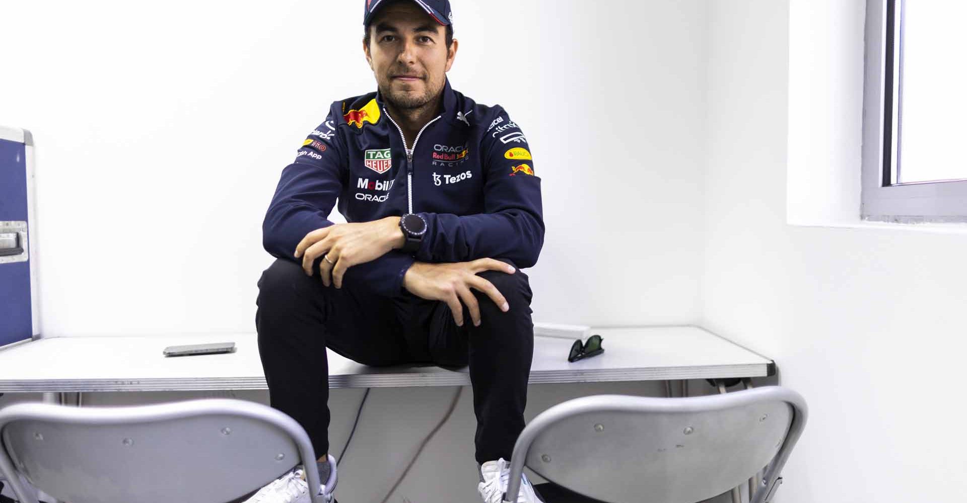 BAHRAIN, BAHRAIN - MARCH 17: Sergio Perez of Mexico and Oracle Red Bull Racing looks on during previews ahead of the F1 Grand Prix of Bahrain at Bahrain International Circuit on March 17, 2022 in Bahrain, Bahrain. (Photo by Mark Thompson/Getty Images)