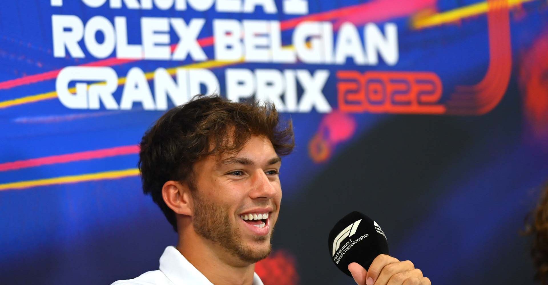 SPA, BELGIUM - AUGUST 25: Pierre Gasly of France and Scuderia AlphaTauri attends the Drivers Press Conference during previews ahead of the F1 Grand Prix of Belgium at Circuit de Spa-Francorchamps on August 25, 2022 in Spa, Belgium. (Photo by Dan Mullan/Getty Images)