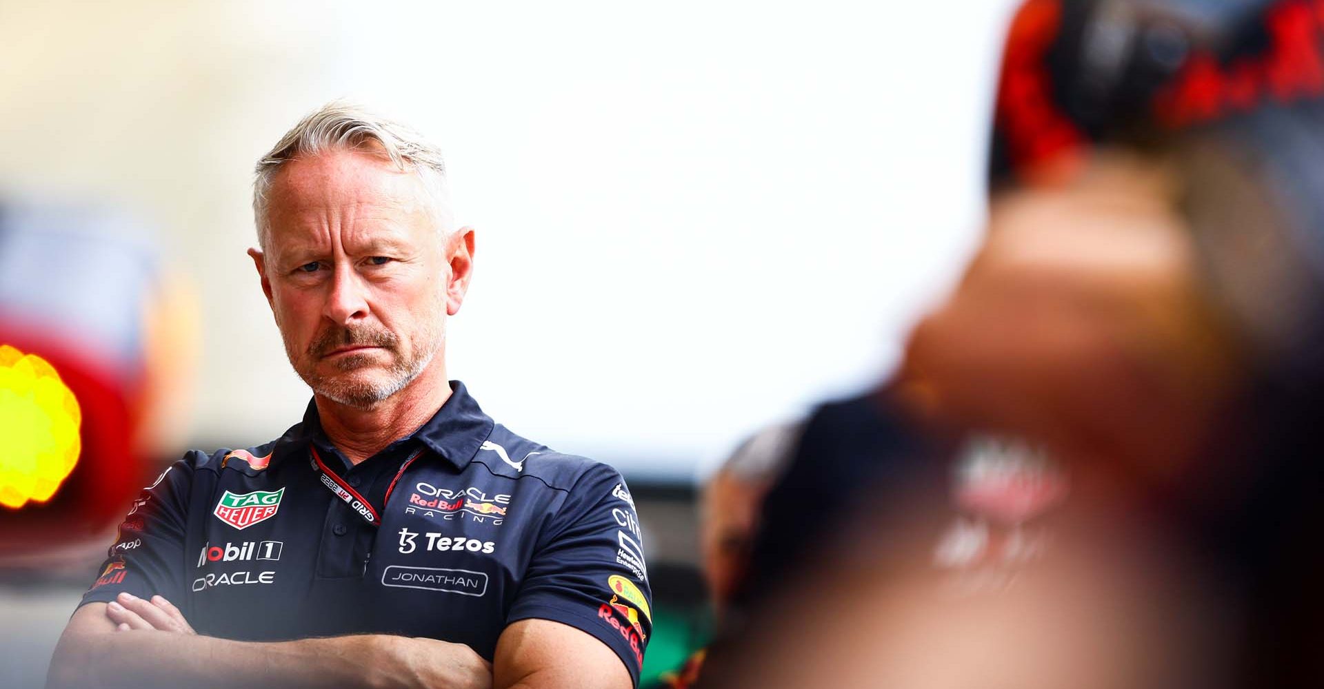 SAO PAULO, BRAZIL - NOVEMBER 10: Red Bull Racing Team Manager Jonathan Wheatley looks on as the Red Bull Racing team practice pitstops during previews ahead of the F1 Grand Prix of Brazil at Autodromo Jose Carlos Pace on November 10, 2022 in Sao Paulo, Brazil. (Photo by Mark Thompson/Getty Images)