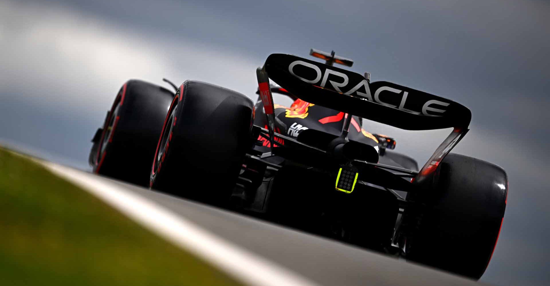 NORTHAMPTON, ENGLAND - JULY 02: Max Verstappen of the Netherlands driving the (1) Oracle Red Bull Racing RB18 on track during final practice ahead of the F1 Grand Prix of Great Britain at Silverstone on July 02, 2022 in Northampton, England. (Photo by Clive Mason/Getty Images)