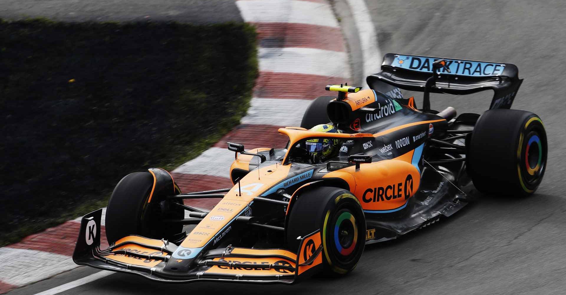 Lando Norris, McLaren MCL36 entering a corner