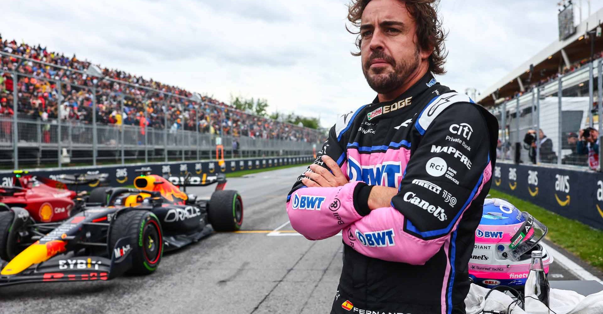 Second placed Fernando Alonso (ESP) Alpine F1 Team in qualifying parc ferme.  Canadian Grand Prix, Saturday 18th June 2022. Montreal, Canada.