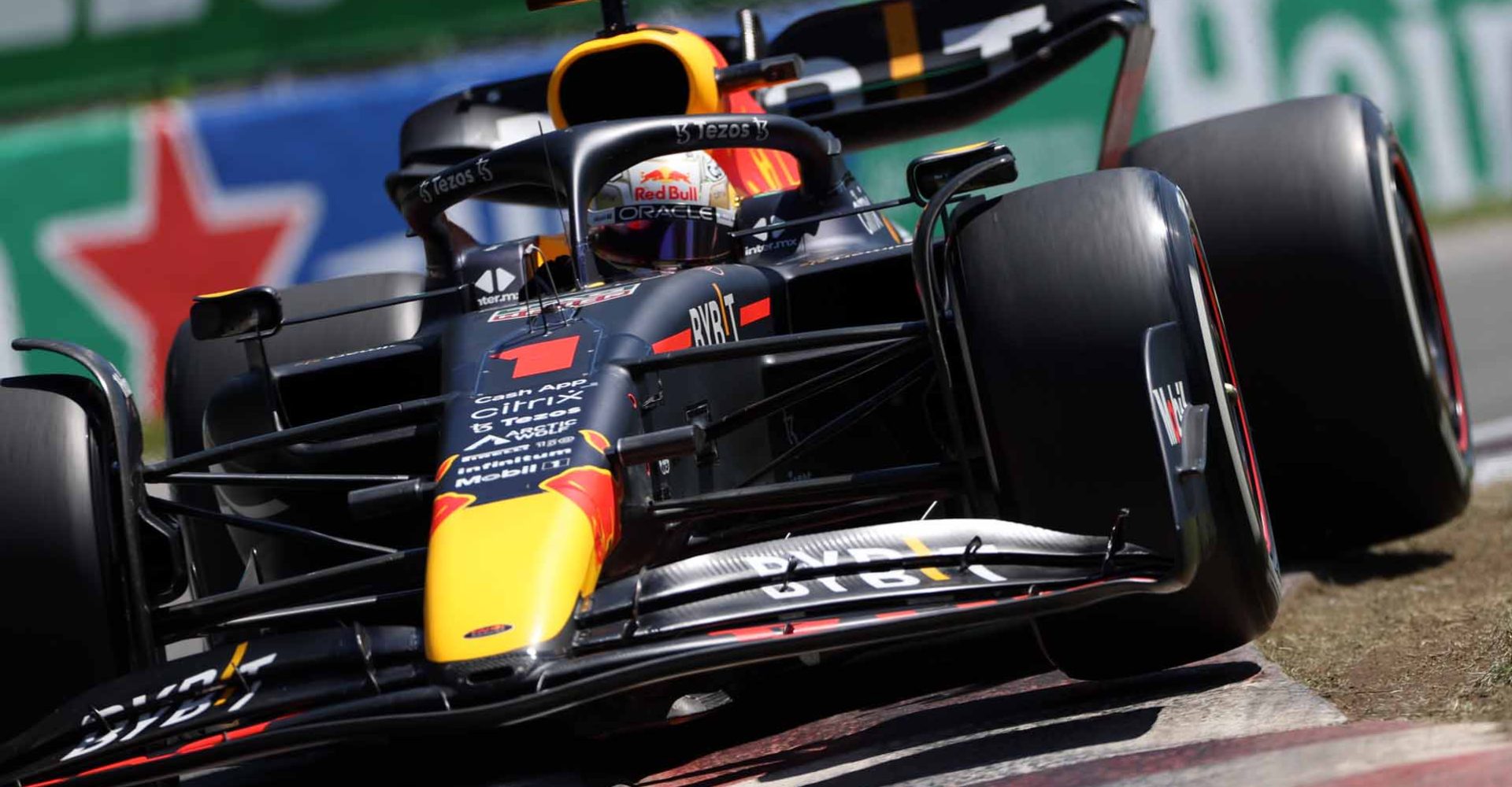 MONTREAL, QUEBEC - JUNE 19: Max Verstappen of the Netherlands driving the (1) Oracle Red Bull Racing RB18 on track during the F1 Grand Prix of Canada at Circuit Gilles Villeneuve on June 19, 2022 in Montreal, Quebec. (Photo by Peter Fox/Getty Images)