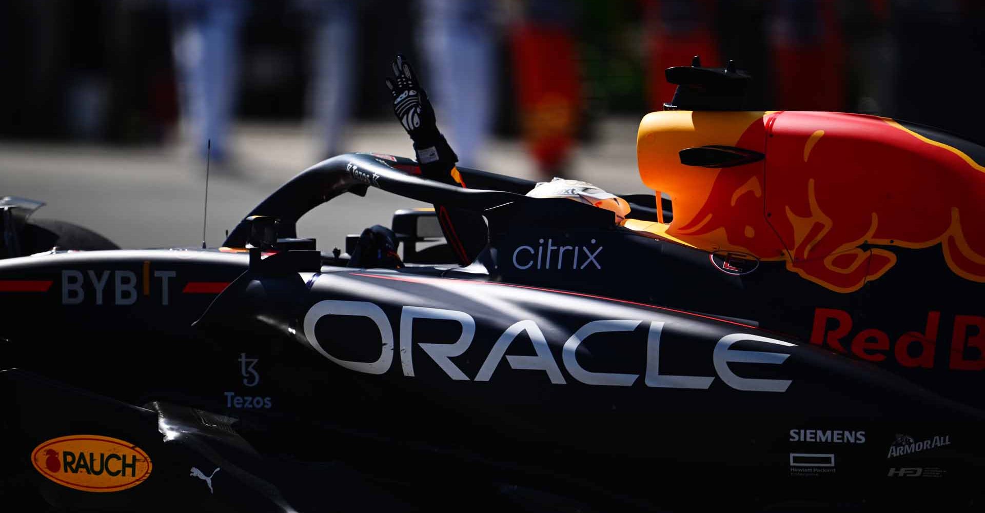 MONTREAL, QUEBEC - JUNE 19: Race winner Max Verstappen of the Netherlands and Oracle Red Bull Racing celebrates in parc ferme during the F1 Grand Prix of Canada at Circuit Gilles Villeneuve on June 19, 2022 in Montreal, Quebec. (Photo by Clive Mason/Getty Images)