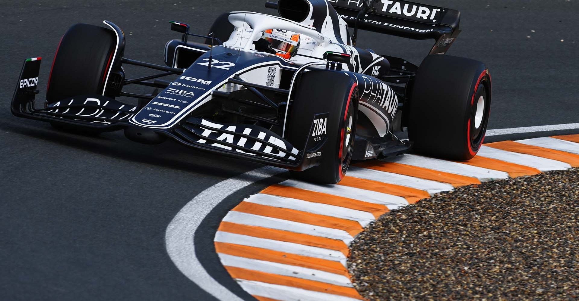 ZANDVOORT, NETHERLANDS - SEPTEMBER 02: Yuki Tsunoda of Japan driving the (22) Scuderia AlphaTauri AT03 on track during practice ahead of the F1 Grand Prix of The Netherlands at Circuit Zandvoort on September 02, 2022 in Zandvoort, Netherlands. (Photo by Dan Mullan/Getty Images)