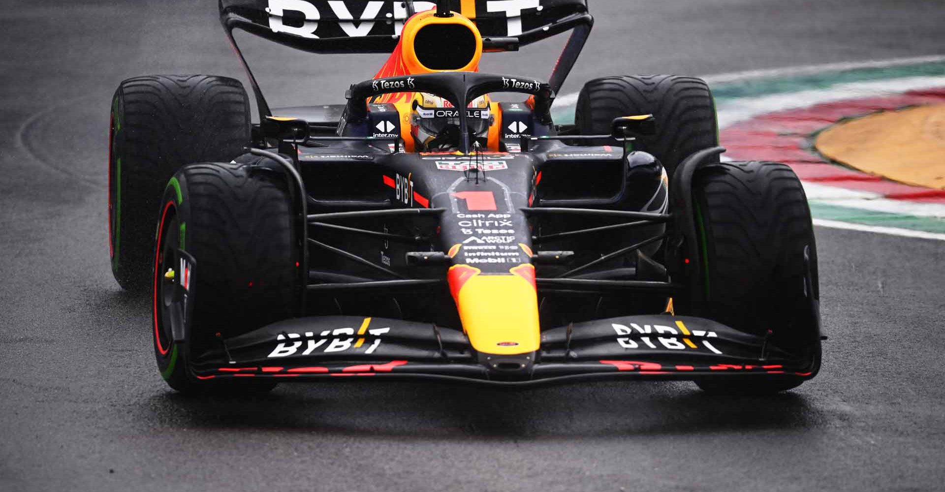 IMOLA, ITALY - APRIL 22: Max Verstappen of the Netherlands driving the (1) Oracle Red Bull Racing RB18 on track during practice ahead of the F1 Grand Prix of Emilia Romagna at Autodromo Enzo e Dino Ferrari on April 22, 2022 in Imola, Italy. (Photo by Clive Mason/Getty Images)