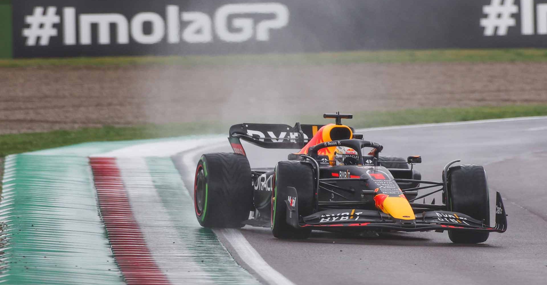 IMOLA, ITALY - APRIL 22: Max Verstappen of Red Bull Racing and The Netherlands  during qualifying ahead of the F1 Grand Prix of Emilia Romagna at Autodromo Enzo e Dino Ferrari on April 22, 2022 in Imola, Italy. (Photo by Peter Fox/Getty Images)