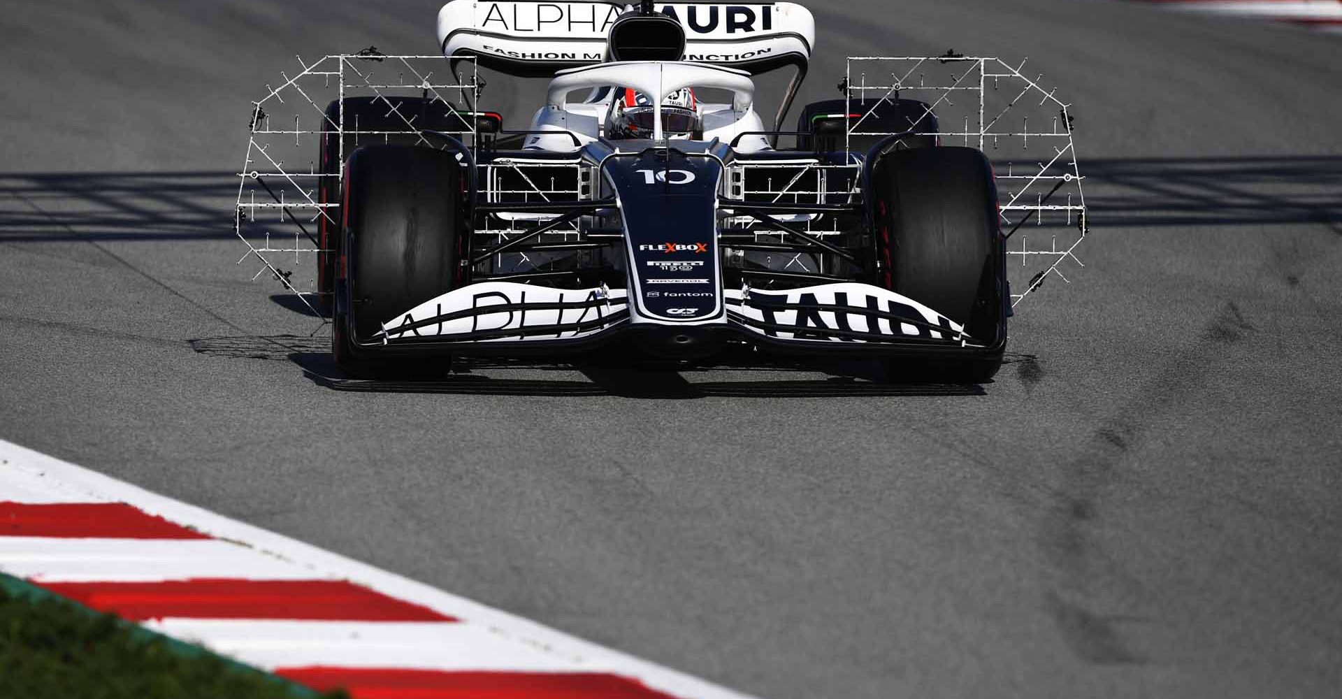 BARCELONA, SPAIN - FEBRUARY 24: Pierre Gasly of France driving the (10) Scuderia AlphaTauri AT03 during Day Two of F1 Testing at Circuit de Barcelona-Catalunya on February 24, 2022 in Barcelona, Spain. (Photo by Rudy Carezzevoli/Getty Images)