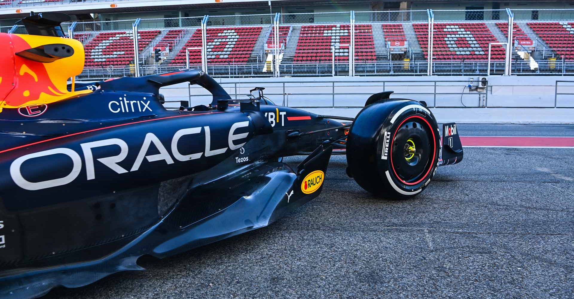 CIRCUIT DE BARCELONA-CATALUNYA, SPAIN - FEBRUARY 24: Sergio Perez, Red Bull Racing RB18, leaves the garage during the Barcelona February testing at Circuit de Barcelona-Catalunya on Thursday February 24, 2022 in Barcelona, Spain. (Photo by Mark Sutton / LAT Images)