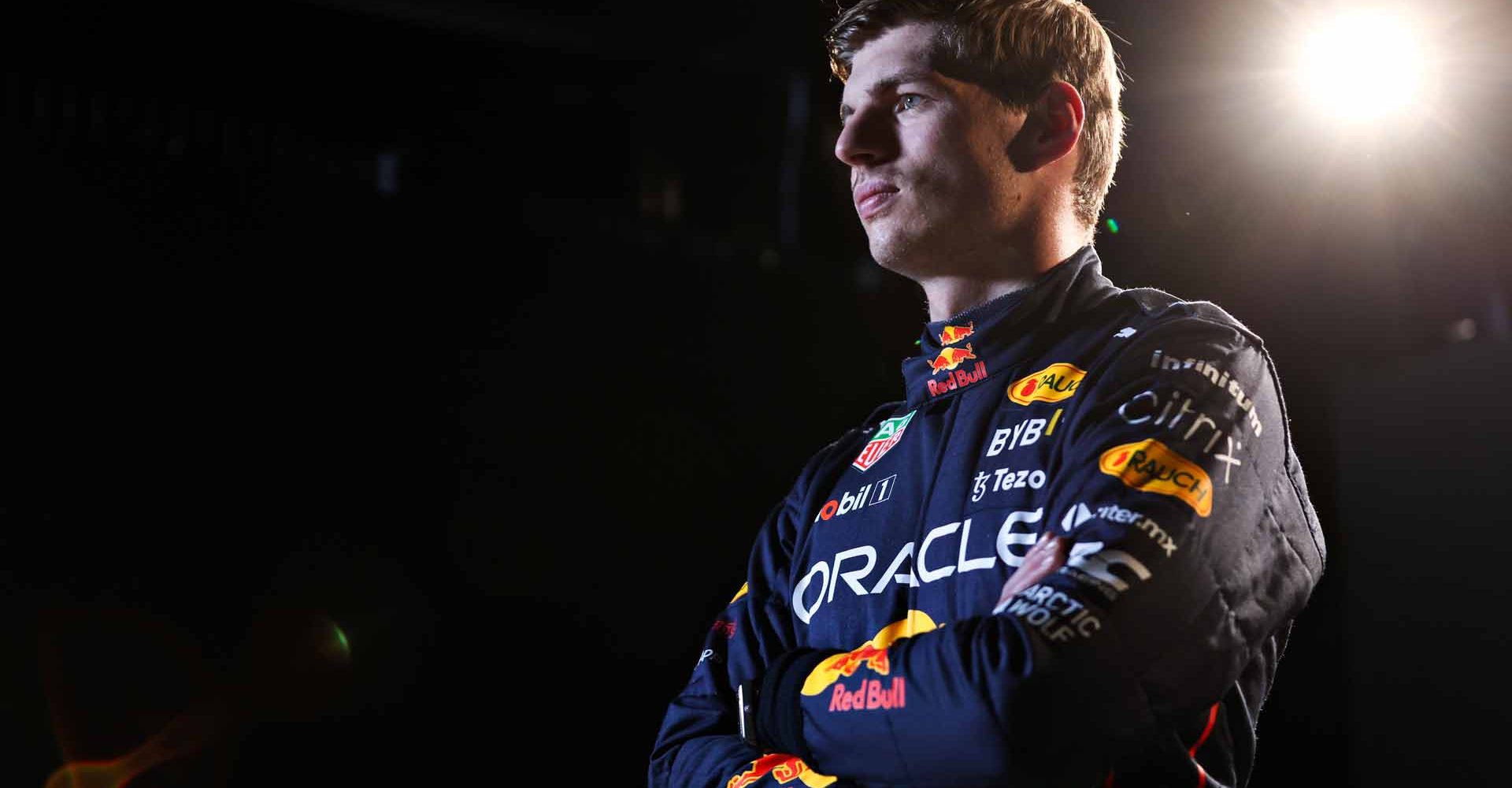 BARCELONA, SPAIN - FEBRUARY 24: Max Verstappen of the Netherlands and Oracle Red Bull Racing poses for a photo during Day Two of F1 Testing at Circuit de Barcelona-Catalunya on February 24, 2022 in Barcelona, Spain. (Photo by Mark Thompson/Getty Images)