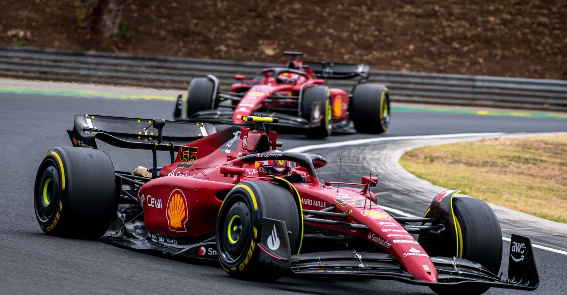 GP UNGHERIA F1/2022 - DOMENICA 31/07/2022 
credit: @Scuderia Ferrari Press Office Carlos Sainz, followed by Charles Leclerc