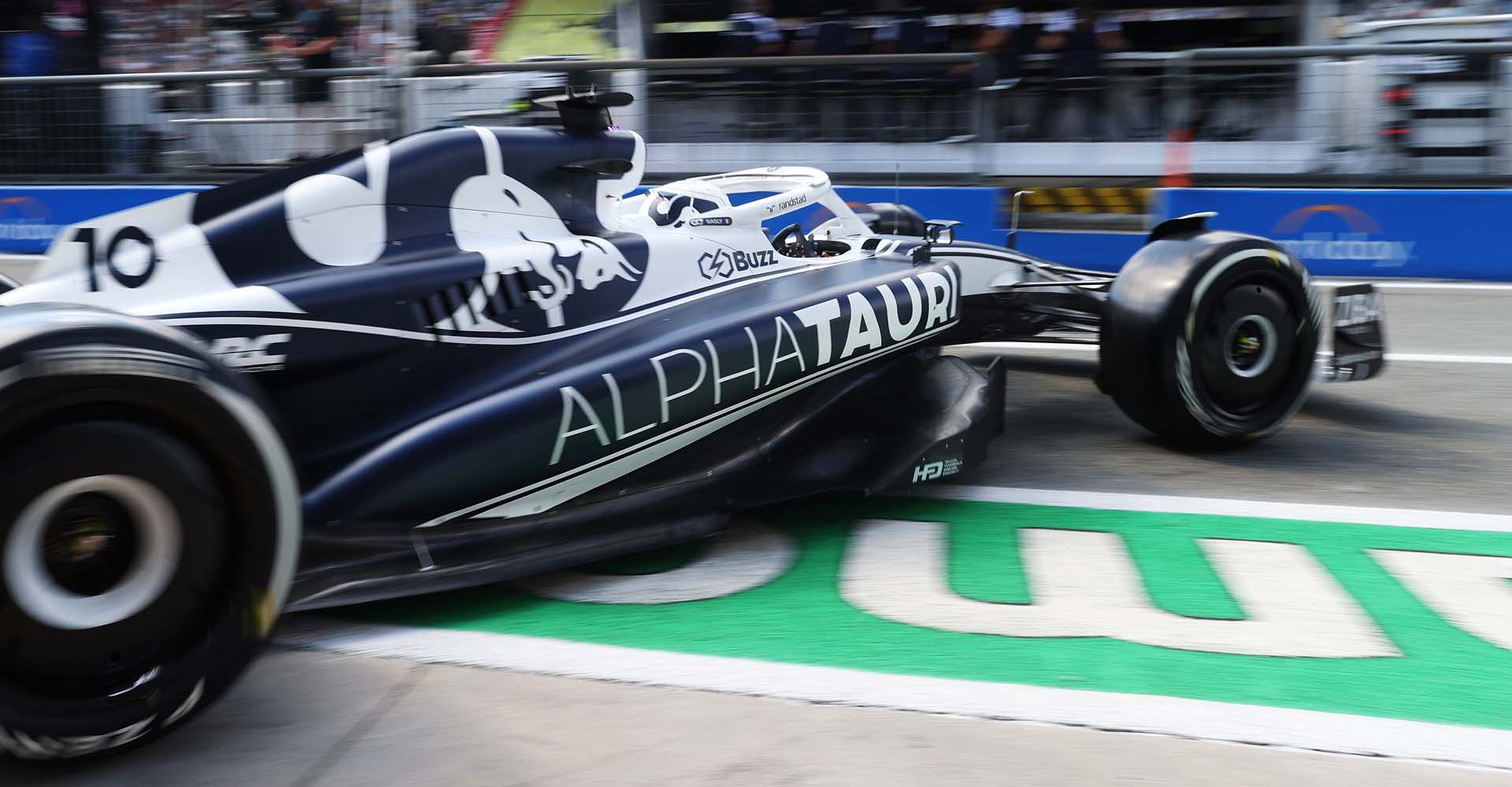 MONZA, ITALY - SEPTEMBER 09: Pierre Gasly of France driving the (10) Scuderia AlphaTauri AT03 leaves the garage during practice ahead of the F1 Grand Prix of Italy at Autodromo Nazionale Monza on September 09, 2022 in Monza, Italy. (Photo by Peter Fox/Getty Images)