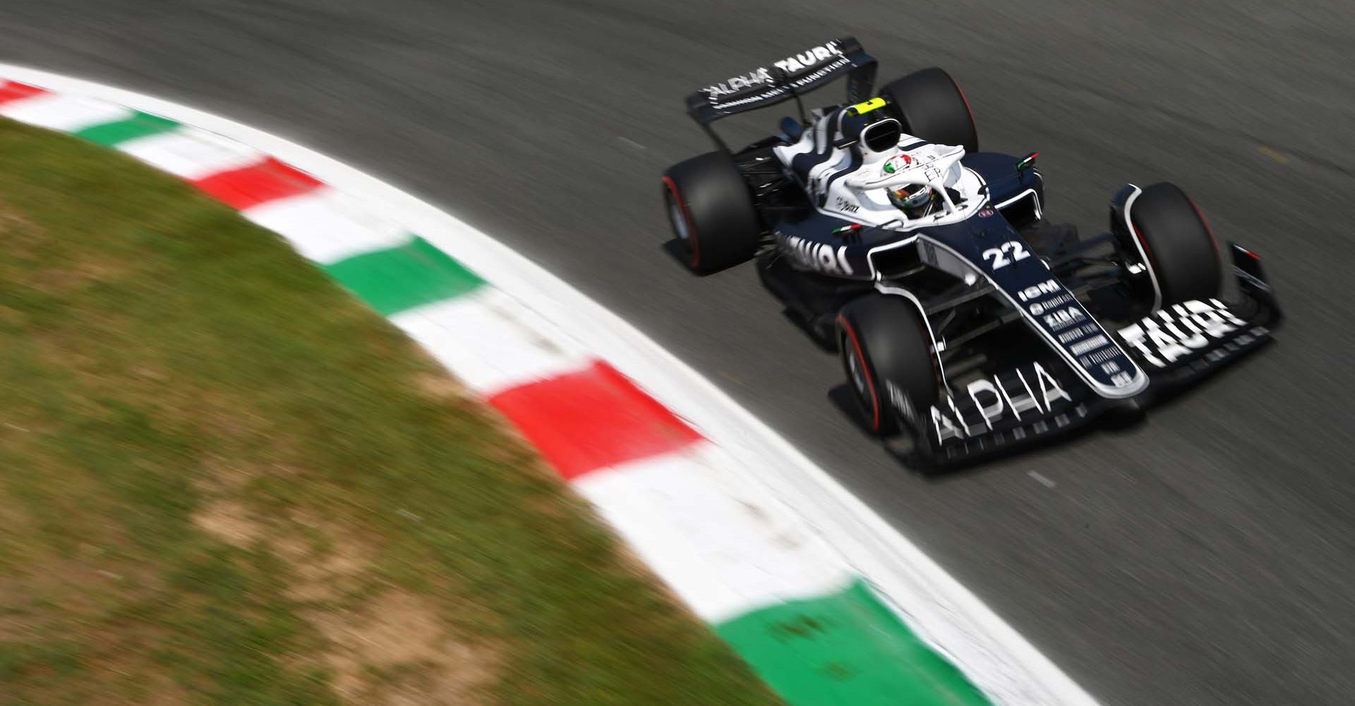 MONZA, ITALY - SEPTEMBER 09: Yuki Tsunoda of Japan driving the (22) Scuderia AlphaTauri AT03 on track during practice ahead of the F1 Grand Prix of Italy at Autodromo Nazionale Monza on September 09, 2022 in Monza, Italy. (Photo by Dan Mullan/Getty Images)