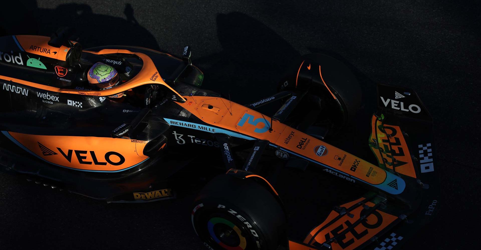 Daniel Ricciardo, McLaren MCL36 from above