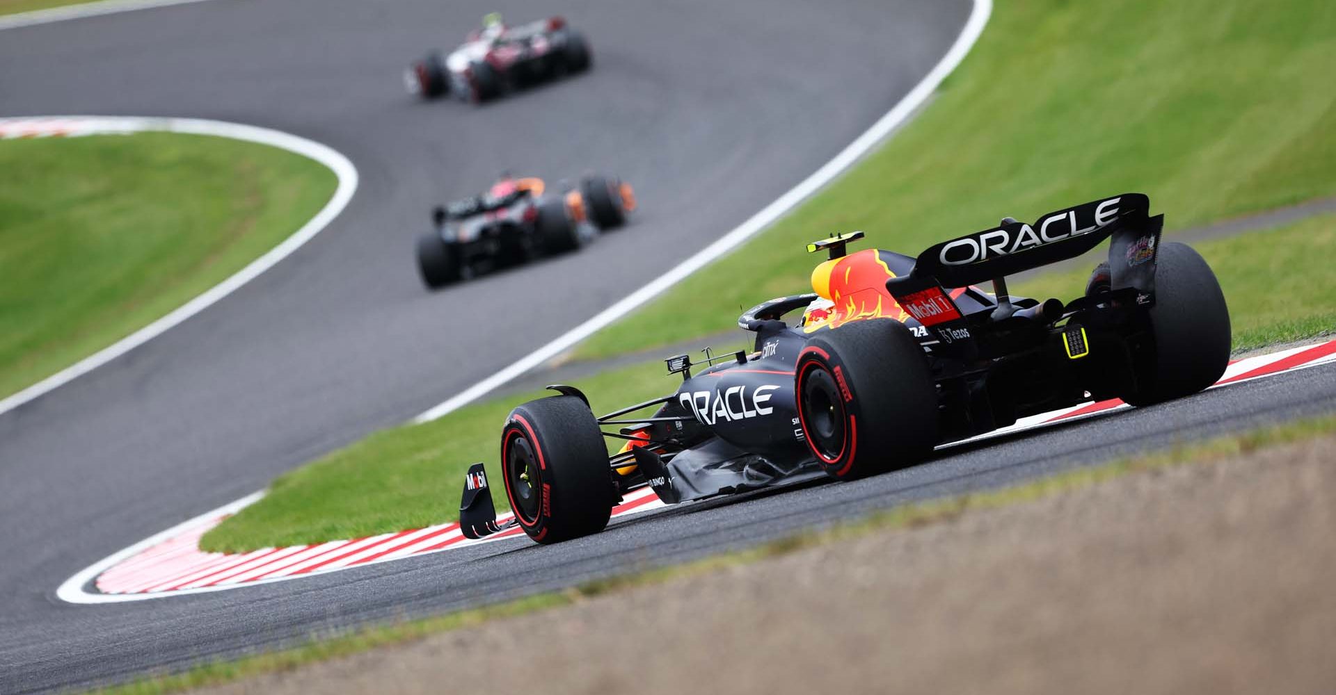 SUZUKA, JAPAN - OCTOBER 08: Sergio Perez of Mexico driving the (11) Oracle Red Bull Racing RB18 on track during final practice ahead of the F1 Grand Prix of Japan at Suzuka International Racing Course on October 08, 2022 in Suzuka, Japan. (Photo by Clive Rose/Getty Images)