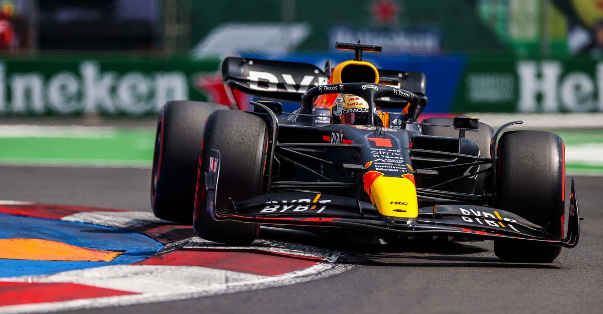 MEXICO CITY, MEXICO - OCTOBER 29: Max Verstappen of Red Bull Racing and The Netherlands  during qualifying ahead of the F1 Grand Prix of Mexico at Autodromo Hermanos Rodriguez on October 29, 2022 in Mexico City, Mexico. (Photo by Peter Fox/Getty Images)