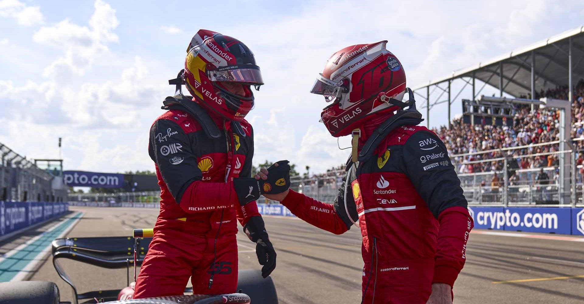 FERRARI F1 GP MIAMI SABATO 07/05/2022 credit @Scuderia Ferrari Press Office Charles Leclerc Carlos Sainz