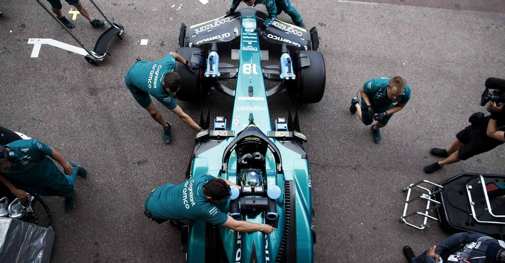 Technical, Portrait, TS-Live, Circuit de Monaco, GP2207a, F1, GP, Monaco
Lance Stroll, Aston Martin AMR22, is returned to the garage