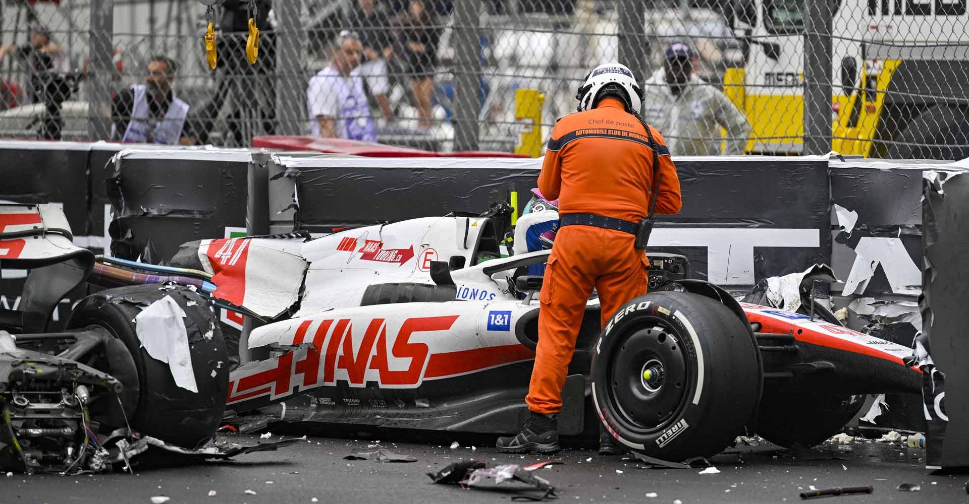 Mick Schumacher (Haas) crash, Monaco Grand Prix 2022, Monte Carlo,