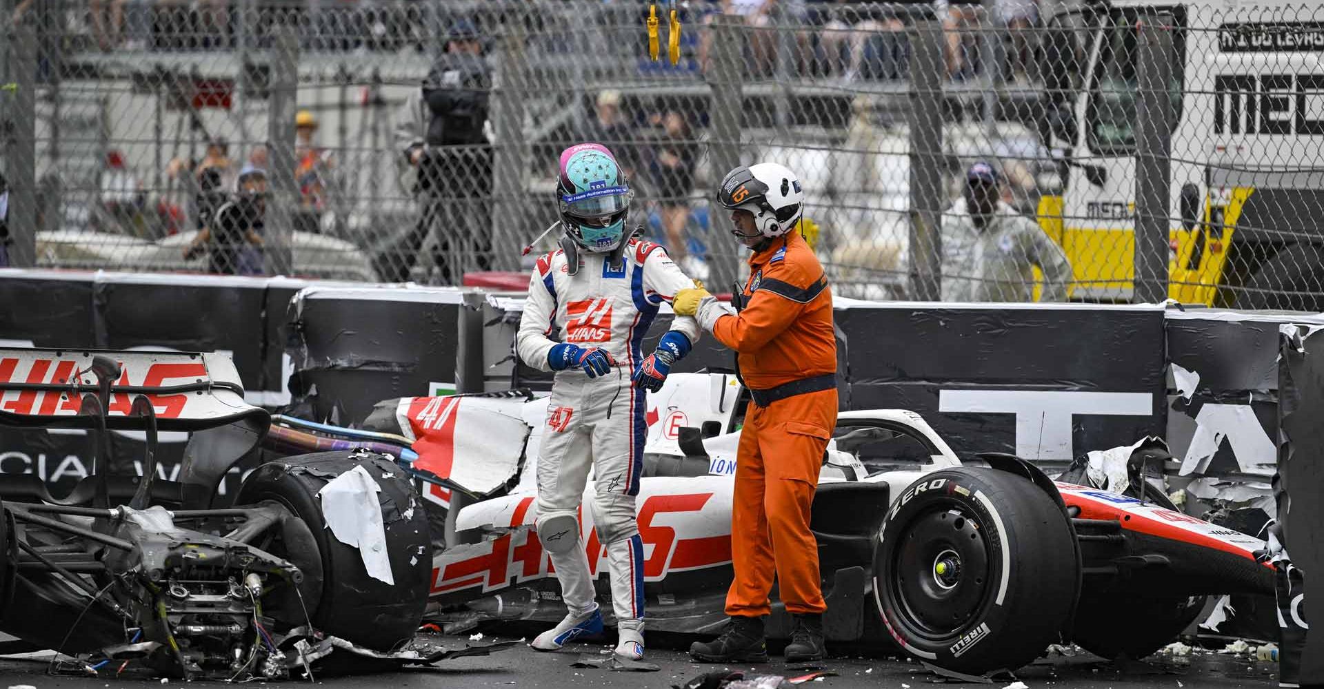 Mick Schumacher (Haas) crash, Monaco Grand Prix 2022, Monte Carlo,