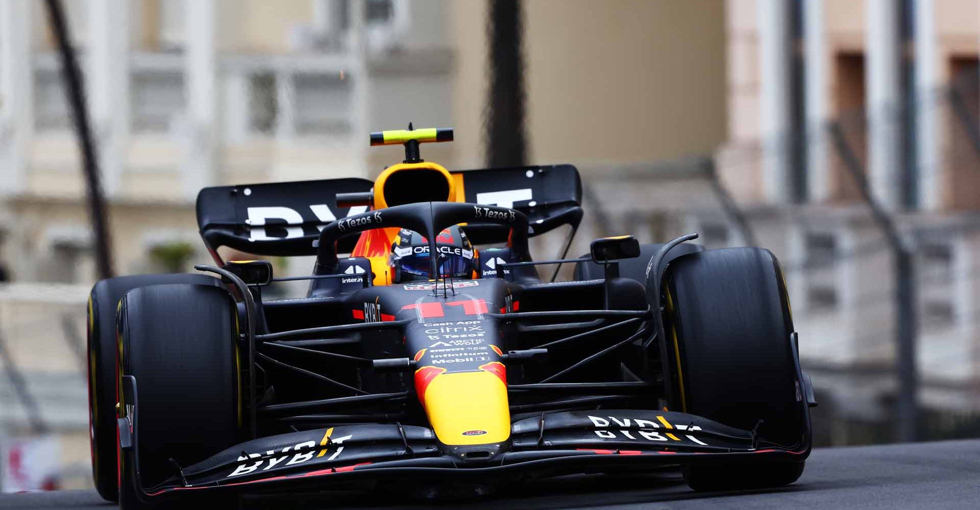 MONTE-CARLO, MONACO - MAY 29: Sergio Perez of Mexico driving the (11) Oracle Red Bull Racing RB18 on track during the F1 Grand Prix of Monaco at Circuit de Monaco on May 29, 2022 in Monte-Carlo, Monaco. (Photo by Mark Thompson/Getty Images)