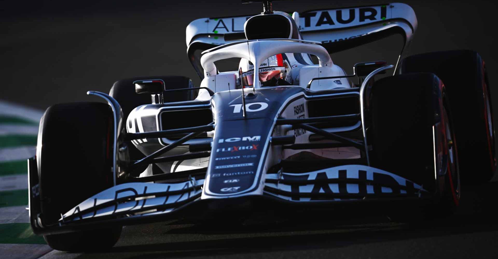 JEDDAH, SAUDI ARABIA - MARCH 25: Pierre Gasly of France driving the (10) Scuderia AlphaTauri AT03 on track during practice ahead of the F1 Grand Prix of Saudi Arabia at the Jeddah Corniche Circuit on March 25, 2022 in Jeddah, Saudi Arabia. (Photo by Clive Mason/Getty Images)