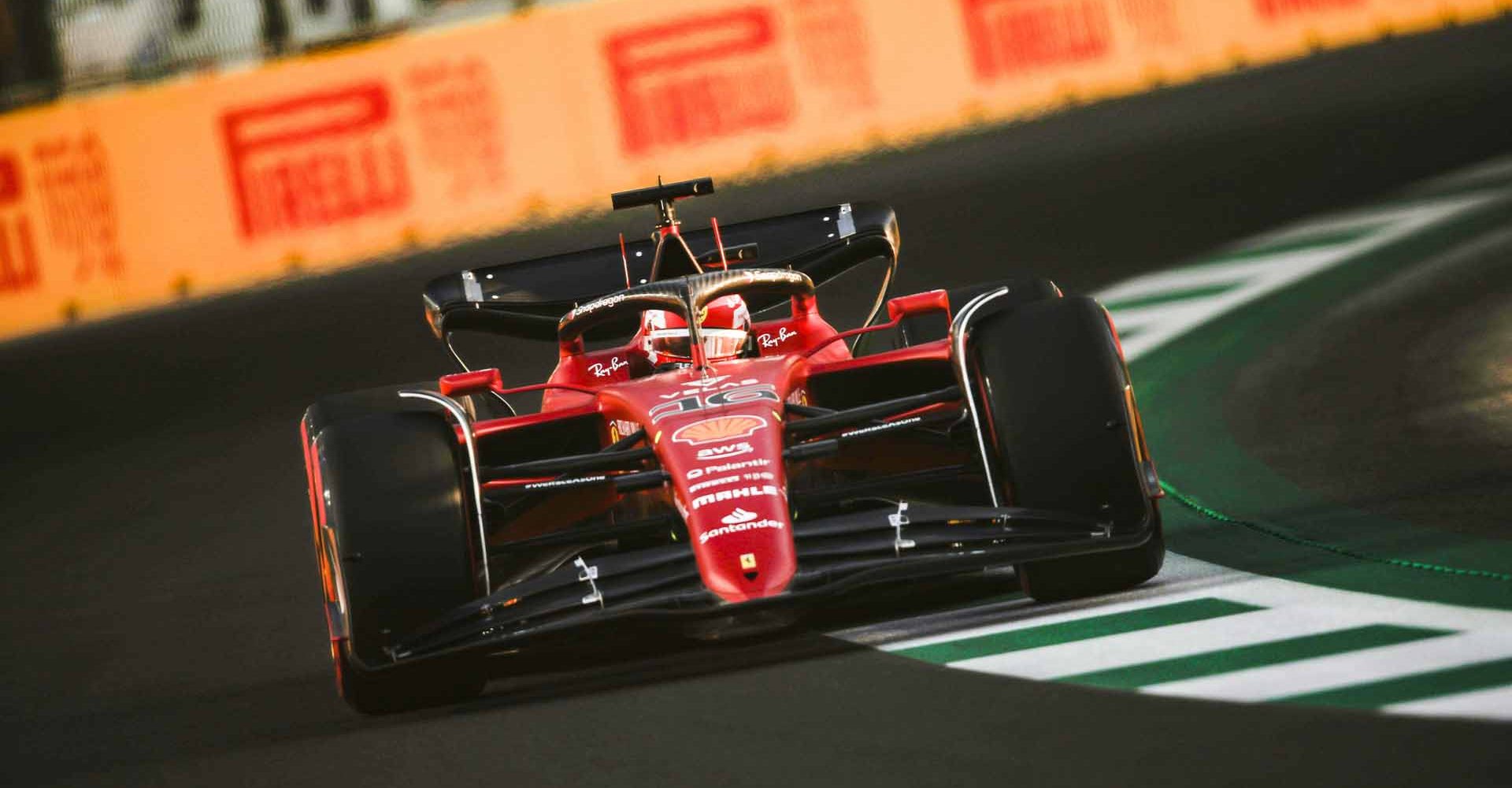 JEDDAH STREET CIRCUIT, SAUDI ARABIA - MARCH 25: Charles Leclerc, Ferrari F1-75 during the Saudi Arabian GP at Jeddah Street Circuit on Friday March 25, 2022 in Jeddah, Saudi Arabia. (Photo by Zak Mauger / LAT Images)