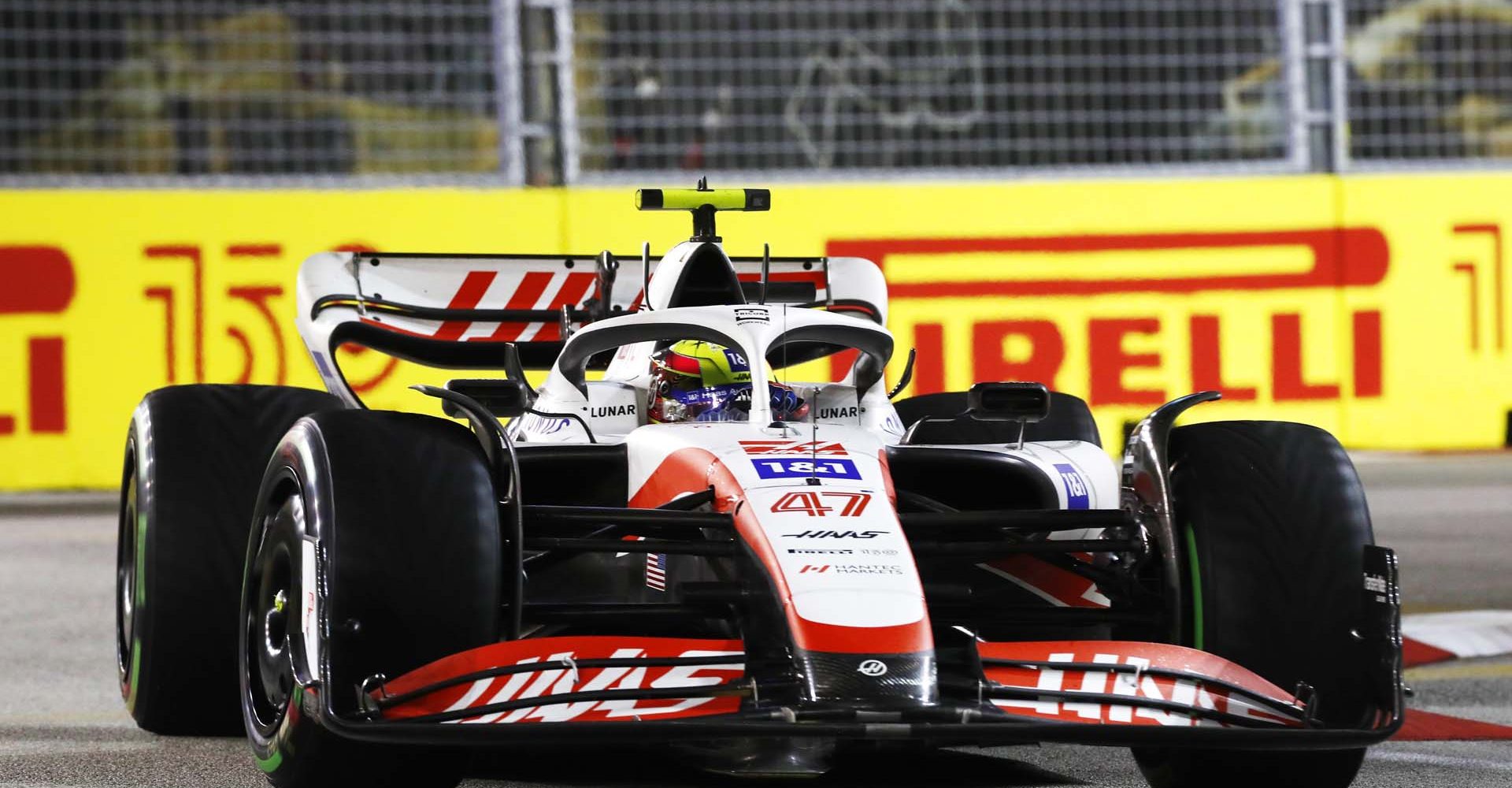 MARINA BAY STREET CIRCUIT, SINGAPORE - OCTOBER 01: Mick Schumacher, Haas VF-22 during the Singapore GP at Marina Bay Street Circuit on Saturday October 01, 2022 in Singapore, Singapore. (Photo by Carl Bingham / LAT Images)