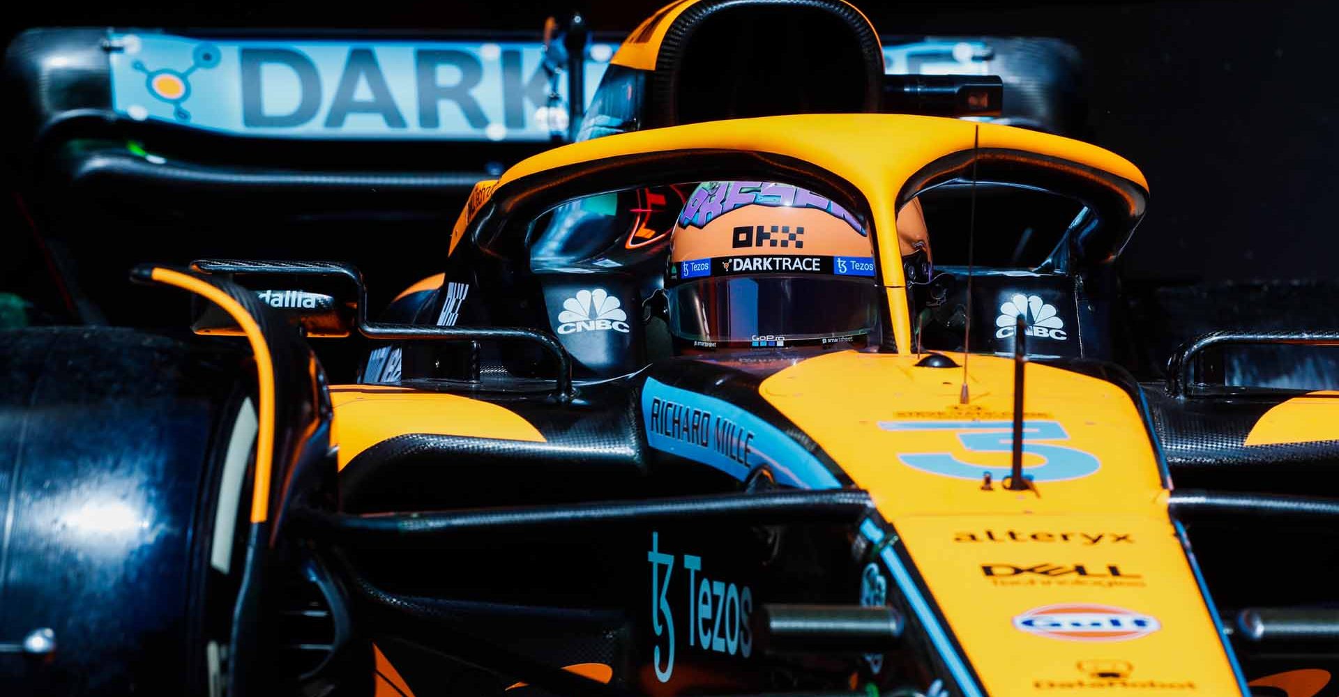 Daniel Ricciardo, McLaren MCL36, leaves the garage