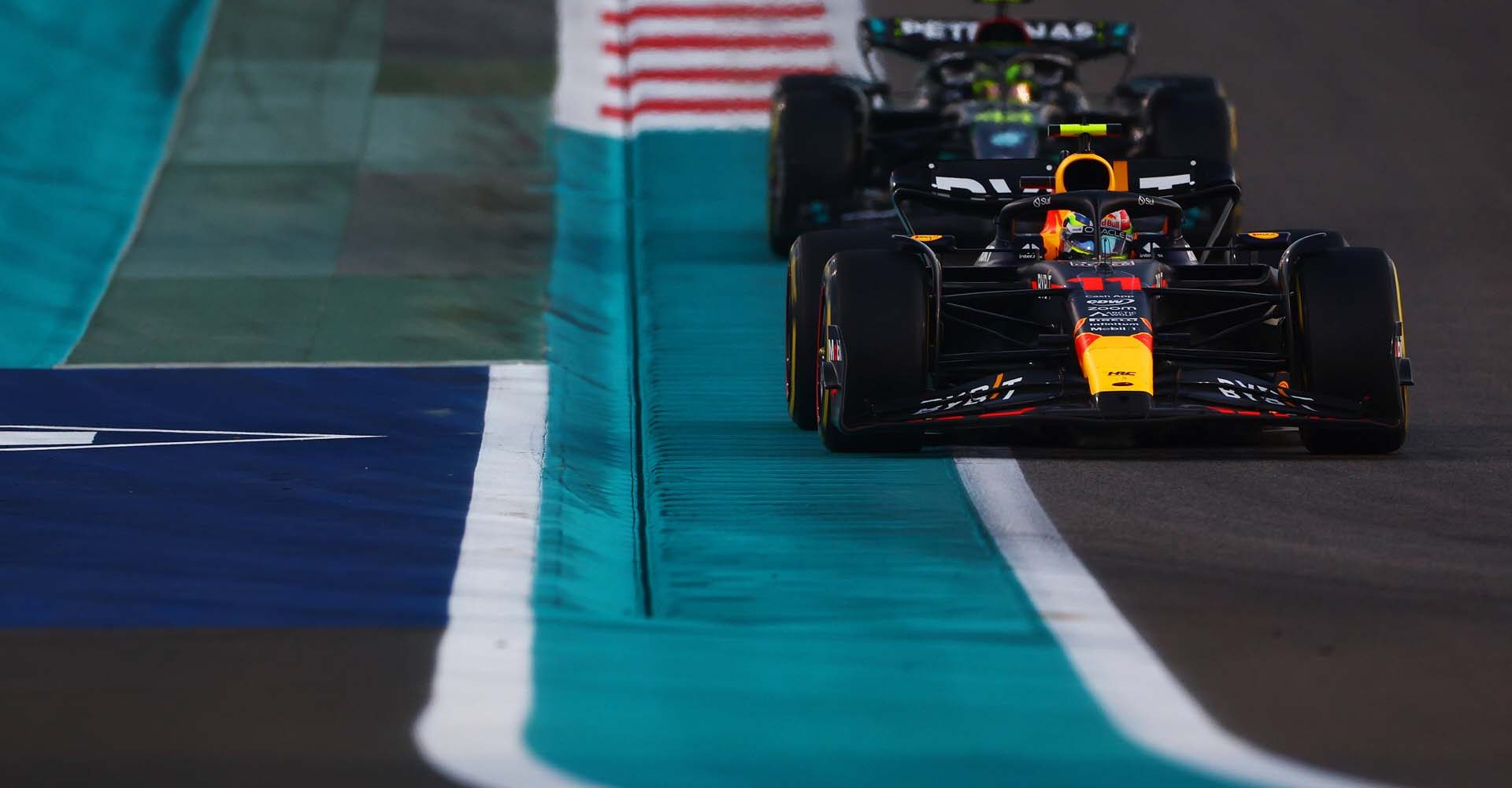 ABU DHABI, UNITED ARAB EMIRATES - NOVEMBER 26: Sergio Perez of Mexico driving the (11) Oracle Red Bull Racing RB19 on track during the F1 Grand Prix of Abu Dhabi at Yas Marina Circuit on November 26, 2023 in Abu Dhabi, United Arab Emirates. (Photo by Mark Thompson/Getty Images) // Getty Images / Red Bull Content Pool // SI202311260229 // Usage for editorial use only //