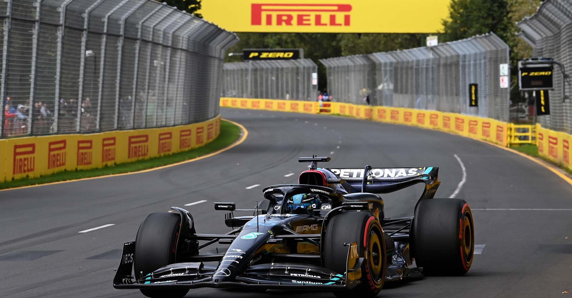 MELBOURNE GRAND PRIX CIRCUIT, AUSTRALIA - APRIL 01: George Russell, Mercedes F1 W14 during the Australian GP at Melbourne Grand Prix Circuit on Saturday April 01, 2023 in Melbourne, Australia. (Photo by Mark Sutton / LAT Images)