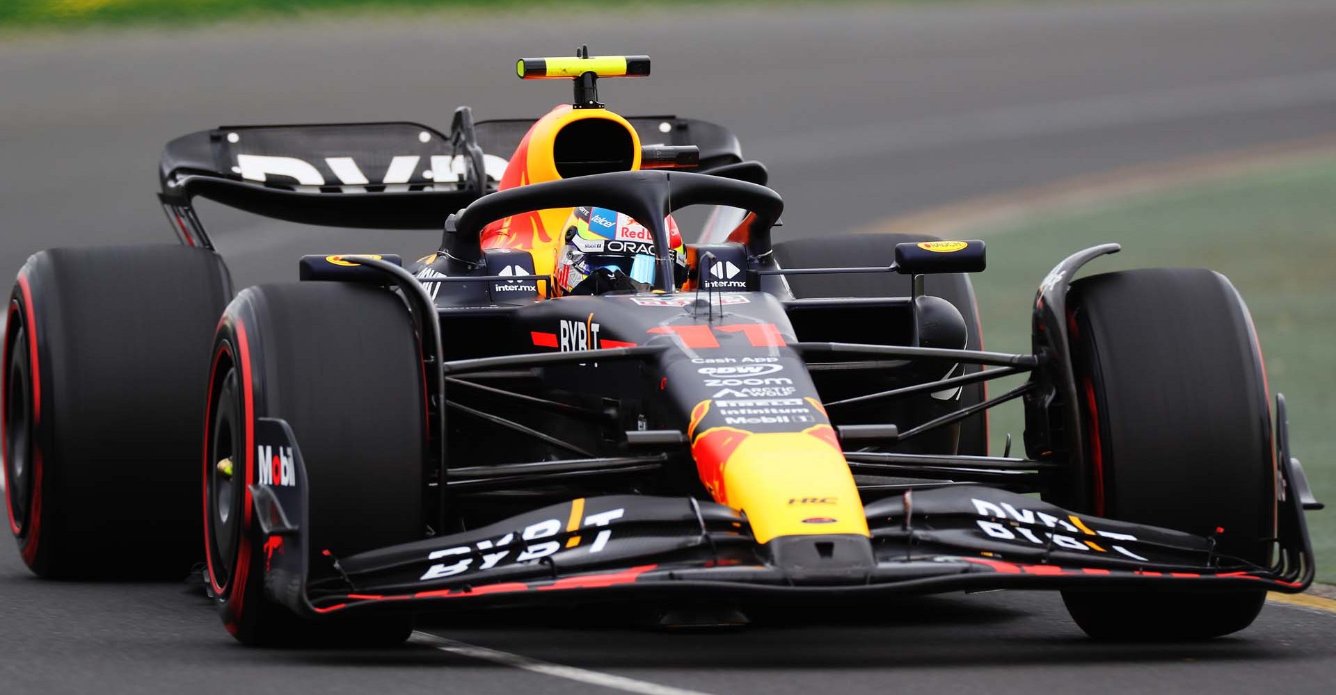 MELBOURNE, AUSTRALIA - MARCH 31: Sergio Perez of Mexico driving the (11) Oracle Red Bull Racing RB19 on track during practice ahead of the F1 Grand Prix of Australia at Albert Park Grand Prix Circuit on March 31, 2023 in Melbourne, Australia. (Photo by Peter Fox/Getty Images)