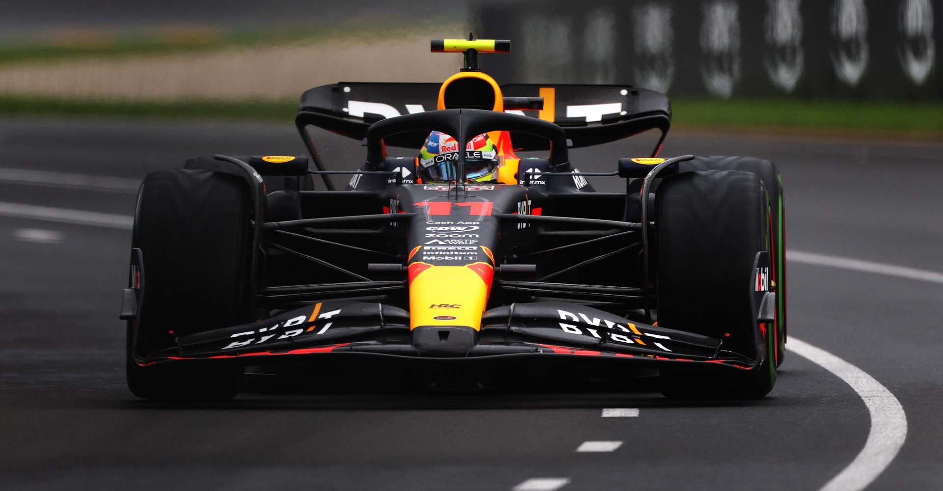 MELBOURNE, AUSTRALIA - MARCH 31: Sergio Perez of Mexico driving the (11) Oracle Red Bull Racing RB19 on track during practice ahead of the F1 Grand Prix of Australia at Albert Park Grand Prix Circuit on March 31, 2023 in Melbourne, Australia. (Photo by Robert Cianflone/Getty Images)