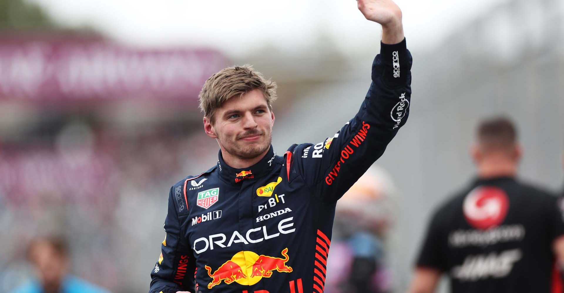 MELBOURNE, AUSTRALIA - APRIL 01: Pole position qualifier Max Verstappen of the Netherlands and Oracle Red Bull Racing celebrates in parc ferme during qualifying ahead of the F1 Grand Prix of Australia at Albert Park Grand Prix Circuit on April 01, 2023 in Melbourne, Australia. (Photo by Peter Fox/Getty Images)