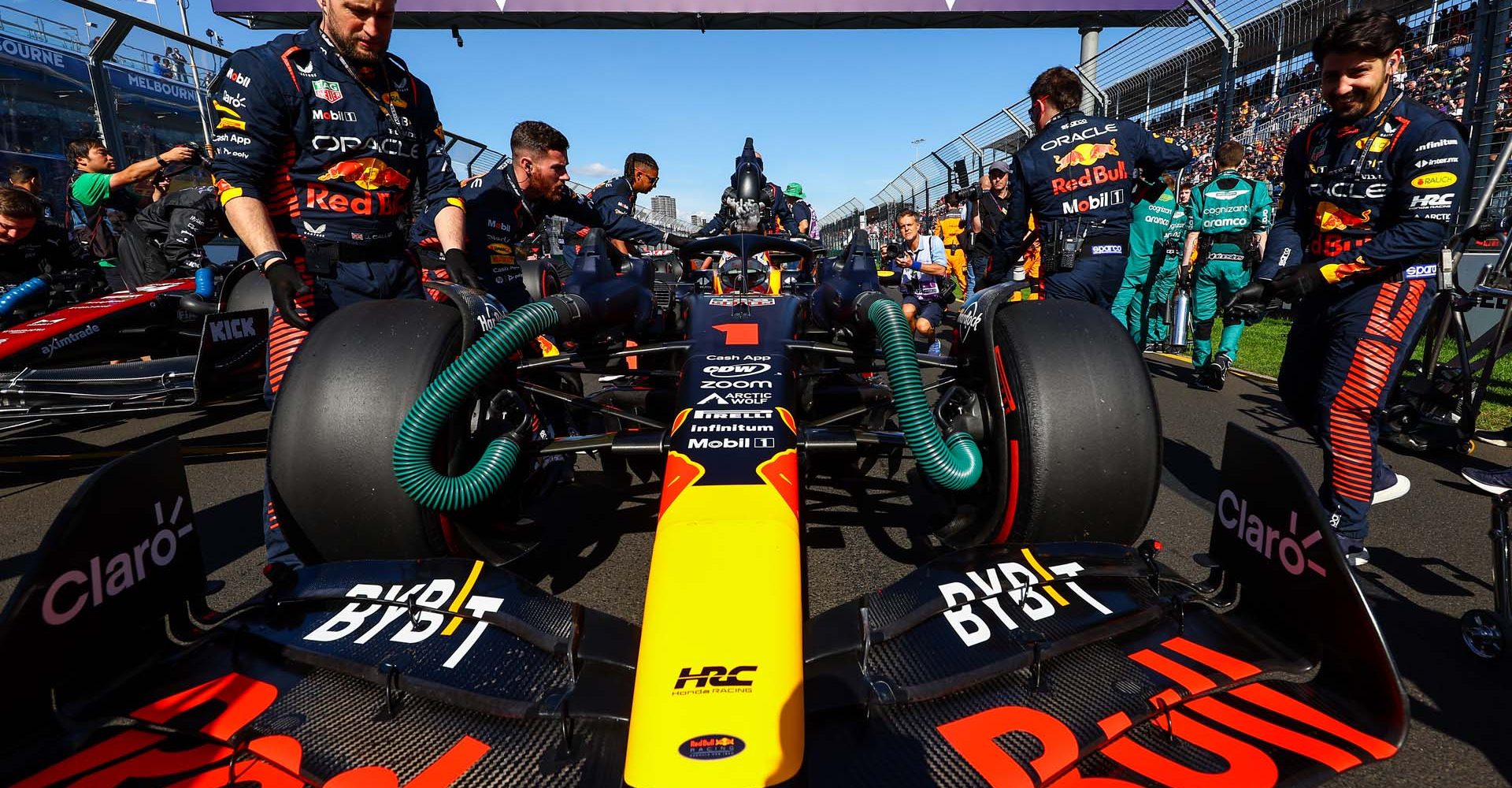 MELBOURNE, AUSTRALIA - APRIL 02: Max Verstappen of the Netherlands and Oracle Red Bull Racing prepares to drive on the grid during the F1 Grand Prix of Australia at Albert Park Grand Prix Circuit on April 02, 2023 in Melbourne, Australia. (Photo by Mark Thompson/Getty Images)