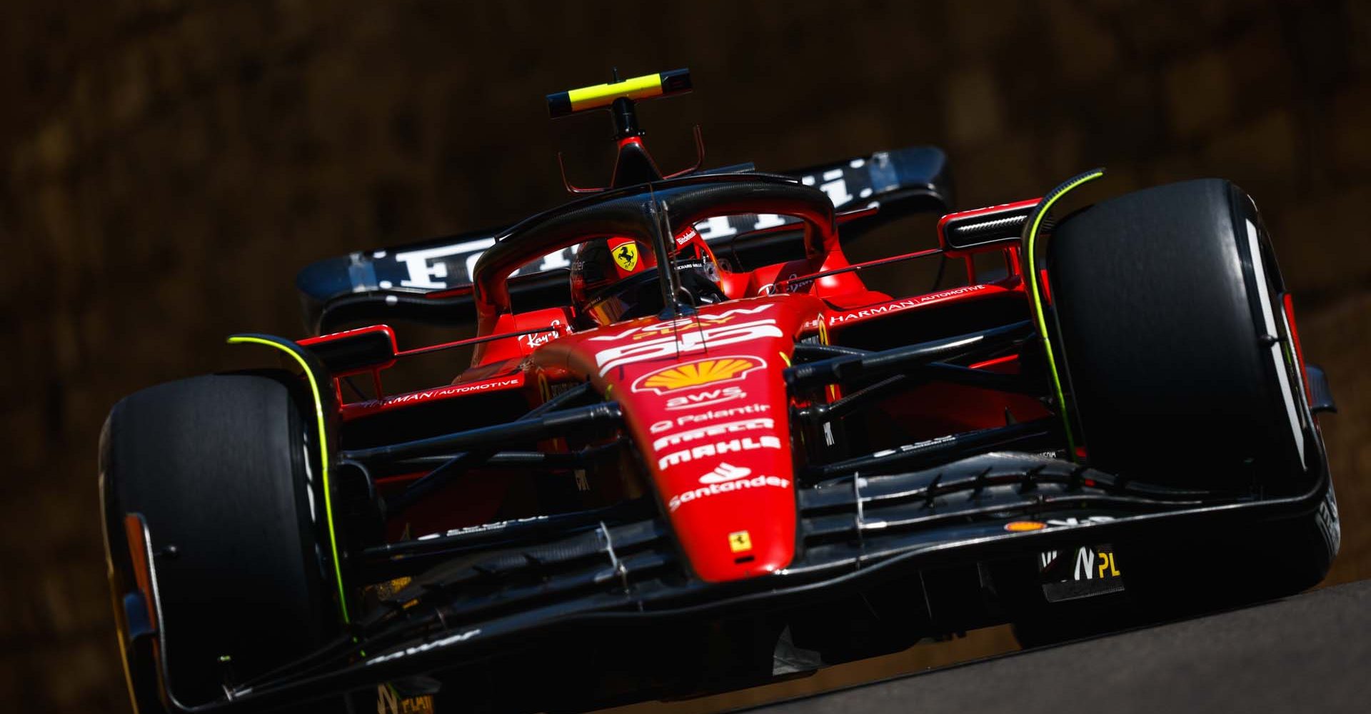 BAKU CITY CIRCUIT, AZERBAIJAN - APRIL 28: Carlos Sainz, Ferrari SF-23 during the Azerbaijan GP at Baku City Circuit on Friday April 28, 2023 in Baku, Azerbaijan. (Photo by Zak Mauger / LAT Images)