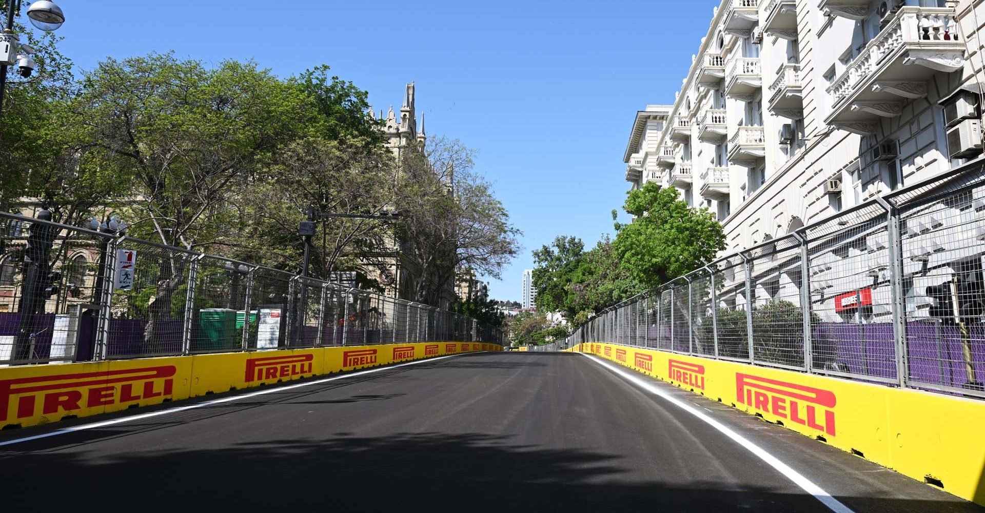 BAKU CITY CIRCUIT, AZERBAIJAN - APRIL 27: Pirelli branding during the Azerbaijan GP at Baku City Circuit on Thursday April 27, 2023 in Baku, Azerbaijan. (Photo by Simon Galloway / LAT Images)