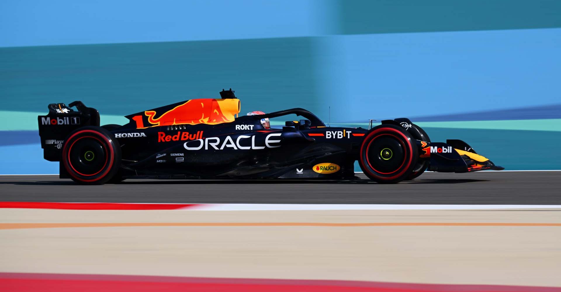 BAHRAIN, BAHRAIN - MARCH 03: Max Verstappen of the Netherlands driving the (1) Oracle Red Bull Racing RB19 on track during practice ahead of the F1 Grand Prix of Bahrain at Bahrain International Circuit on March 03, 2023 in Bahrain, Bahrain. (Photo by Clive Mason/Getty Images)