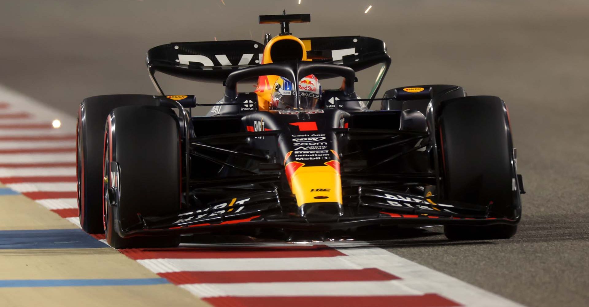 BAHRAIN, BAHRAIN - MARCH 04: Max Verstappen of the Netherlands driving the (1) Oracle Red Bull Racing RB19 on track during qualifying ahead of the F1 Grand Prix of Bahrain at Bahrain International Circuit on March 04, 2023 in Bahrain, Bahrain. (Photo by Lars Baron/Getty Images)