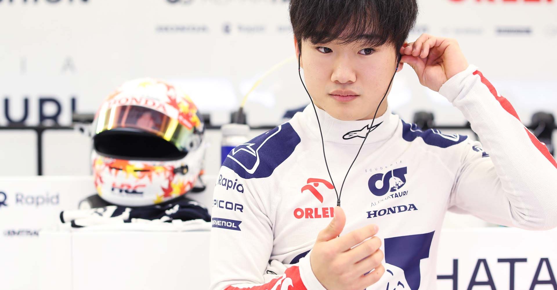 BAHRAIN, BAHRAIN - FEBRUARY 23: Yuki Tsunoda of Japan and Scuderia AlphaTauri prepares to drive in the garage during day one of F1 Testing at Bahrain International Circuit on February 23, 2023 in Bahrain, Bahrain. (Photo by Peter Fox/Getty Images)