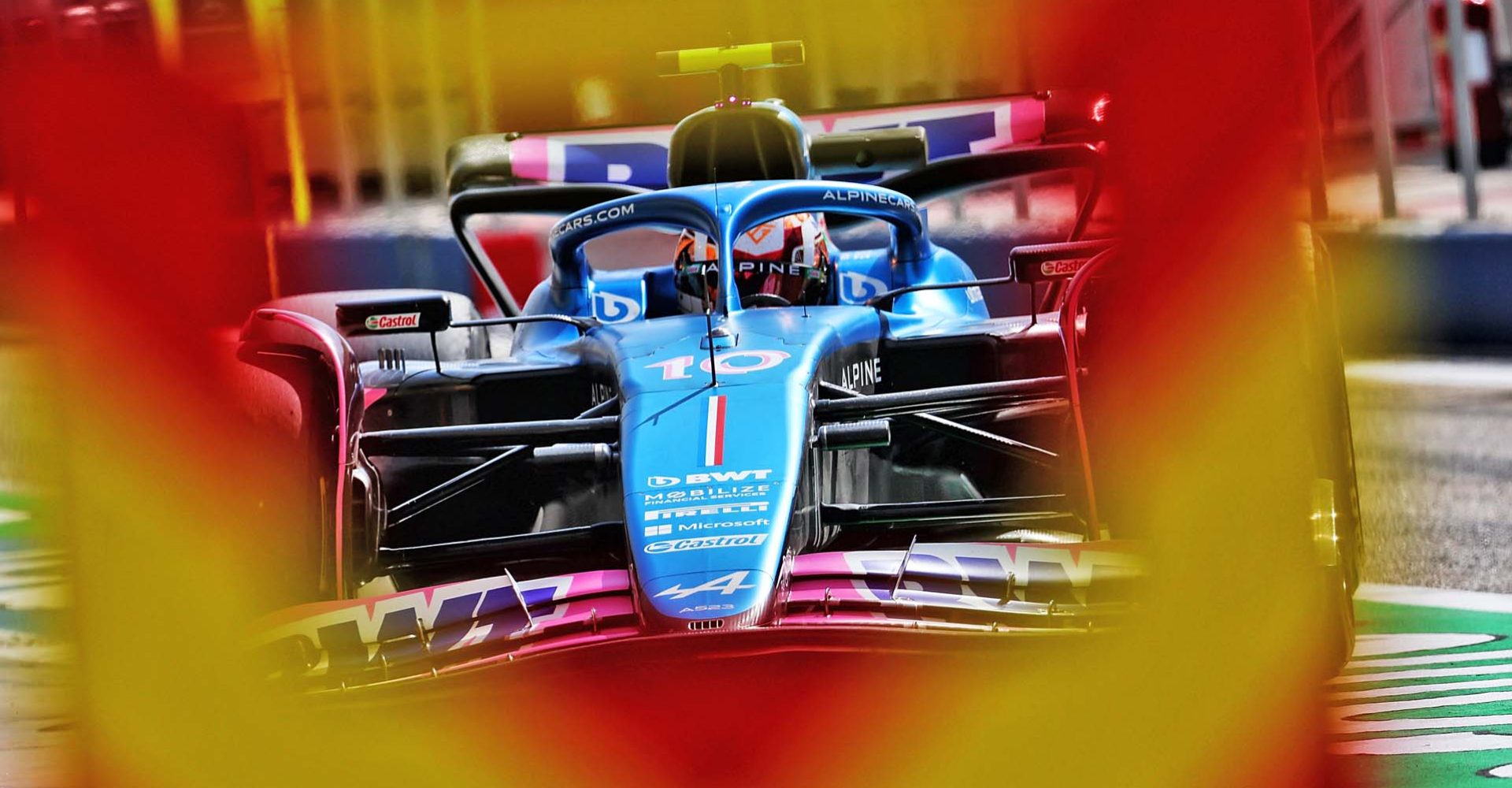 Pierre Gasly (FRA) Alpine F1 Team A523 enters the pit box.  Formula One Testing, Day Three, Saturday 25th February 2023. Sakhir, Bahrain.