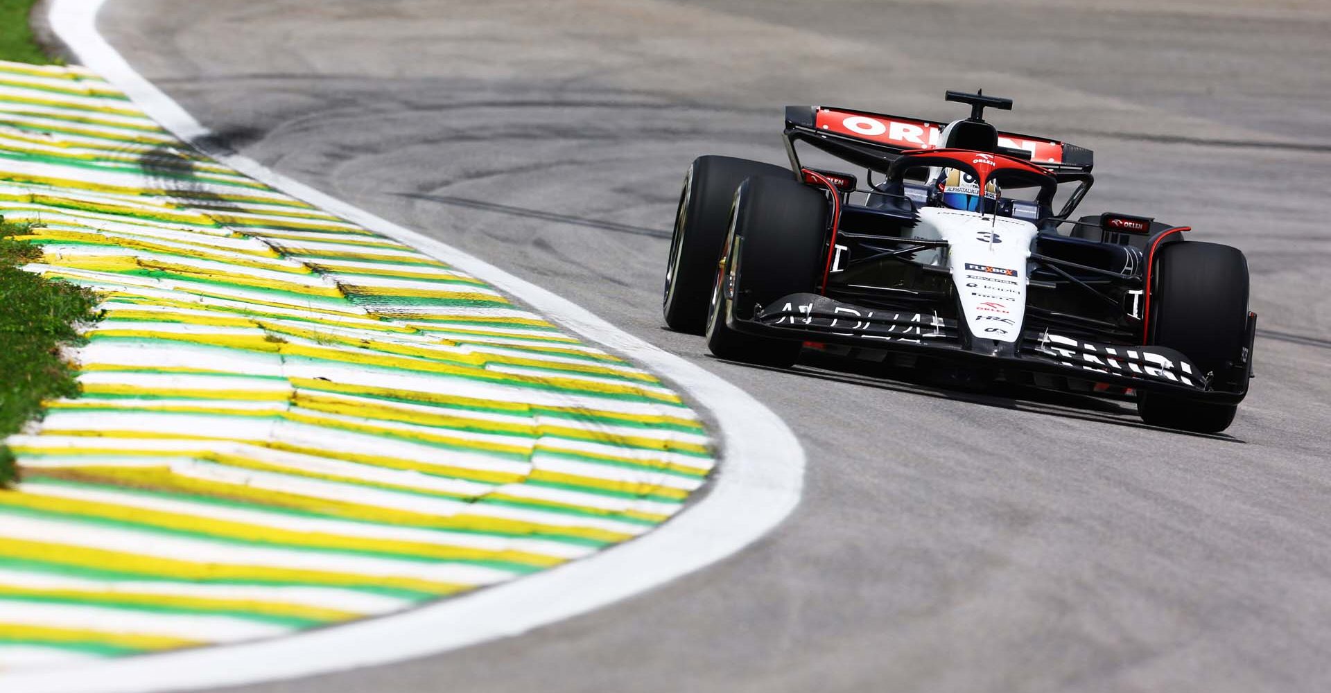 SAO PAULO, BRAZIL - NOVEMBER 03: Daniel Ricciardo of Australia driving the (3) Scuderia AlphaTauri AT04 on track during practice ahead of the F1 Grand Prix of Brazil at Autodromo Jose Carlos Pace on November 03, 2023 in Sao Paulo, Brazil. (Photo by Mark Thompson/Getty Images) // Getty Images / Red Bull Content Pool // SI202311031243 // Usage for editorial use only //