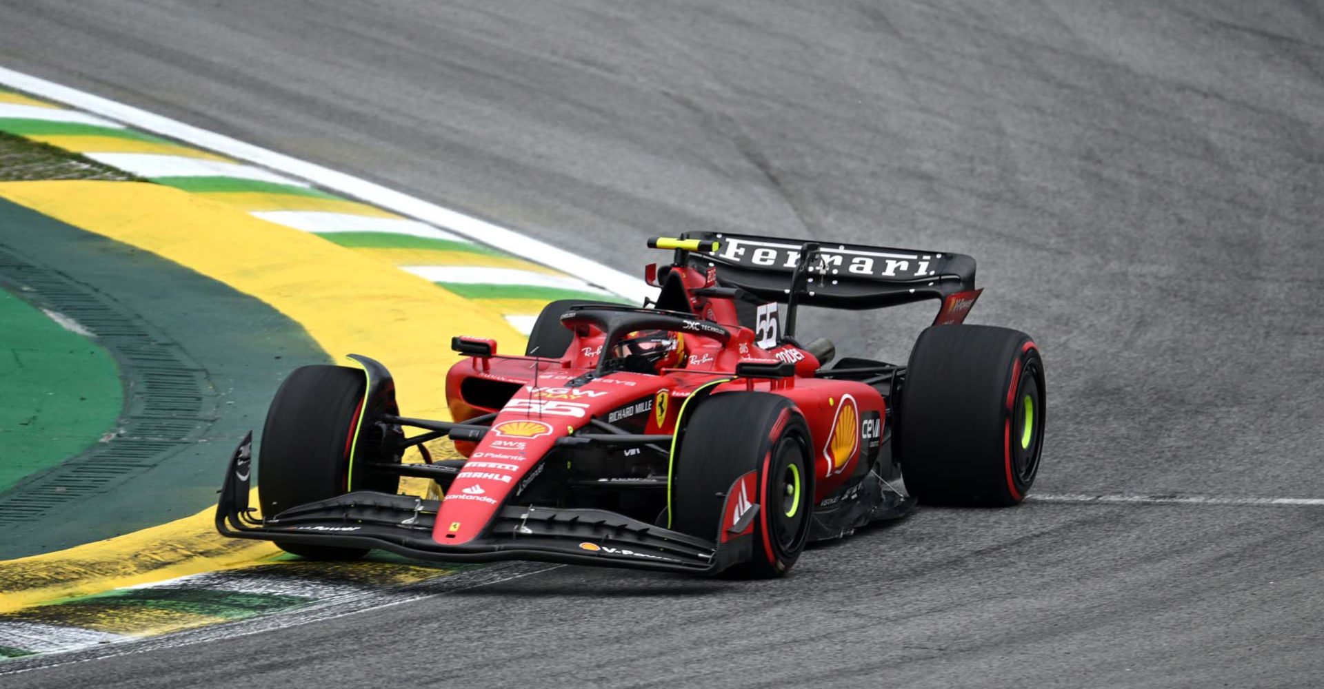 AUTóDROMO JOSé CARLOS PACE, BRAZIL - NOVEMBER 03: Carlos Sainz, Ferrari SF-23 during the Brazilian GP at Autódromo José Carlos Pace on Friday November 03, 2023 in Sao Paulo, Brazil. (Photo by Simon Galloway / LAT Images)