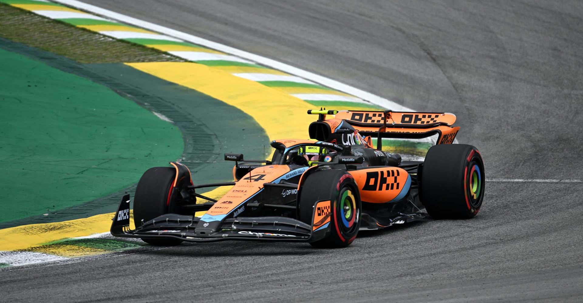 AUTóDROMO JOSé CARLOS PACE, BRAZIL - NOVEMBER 03: Lando Norris, McLaren MCL60 during the Brazilian GP at Autódromo José Carlos Pace on Friday November 03, 2023 in Sao Paulo, Brazil. (Photo by Simon Galloway / LAT Images)