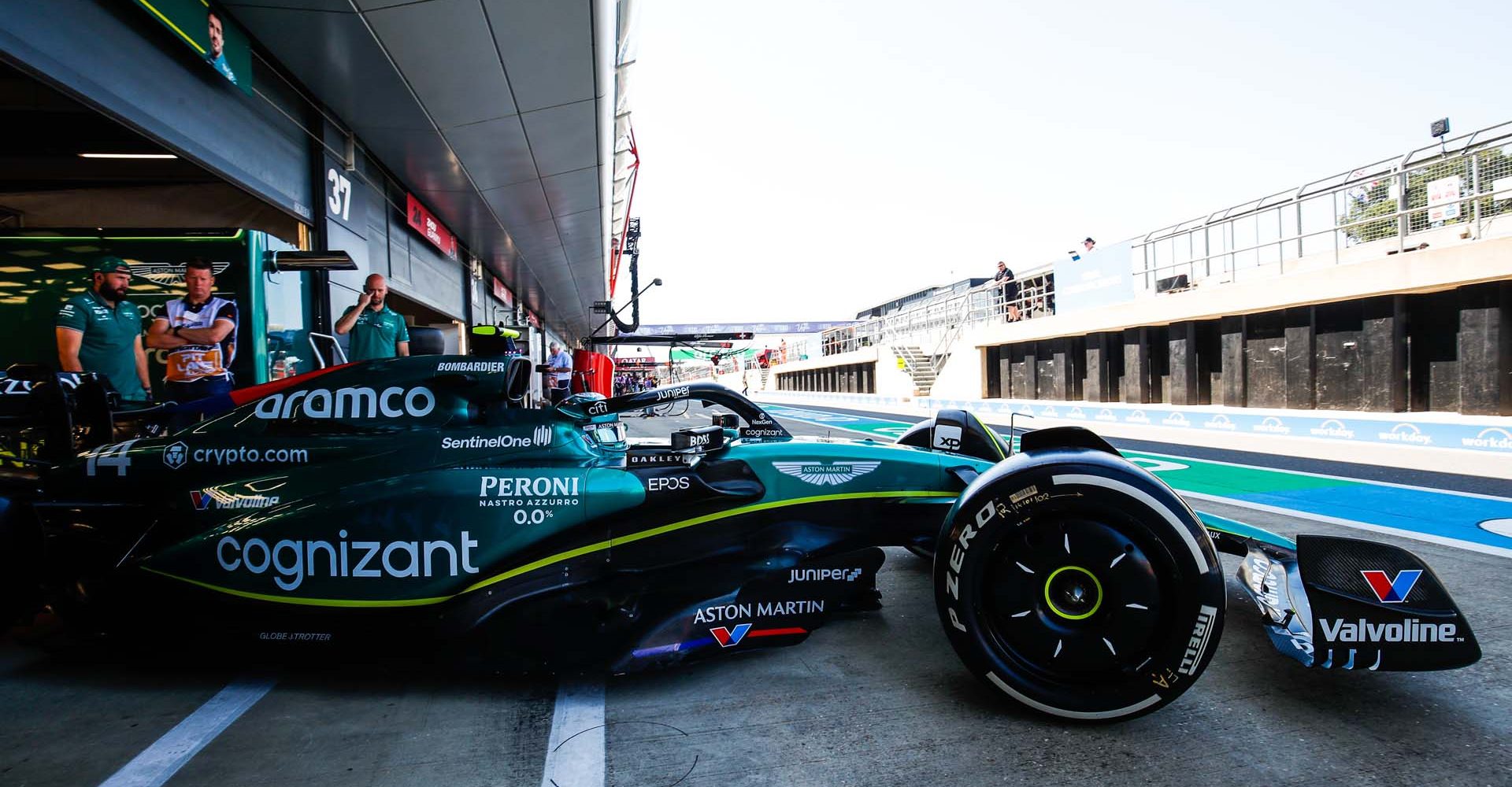 action, Silverstone Circuit, GP2310a, F1, GP, Great Britain
Fernando Alonso, Aston Martin AMR23, leaves the garage