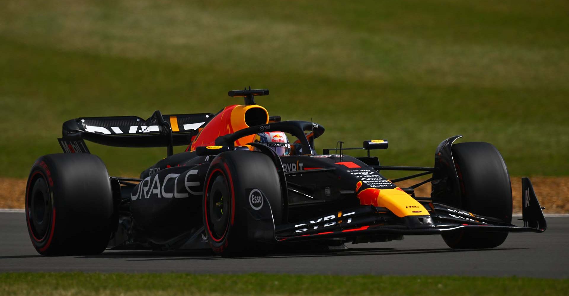 NORTHAMPTON, ENGLAND - JULY 08: Max Verstappen of the Netherlands driving the (1) Oracle Red Bull Racing RB19 on track during qualifying ahead of the F1 Grand Prix of Great Britain at Silverstone Circuit on July 08, 2023 in Northampton, England. (Photo by Dan Mullan/Getty Images)