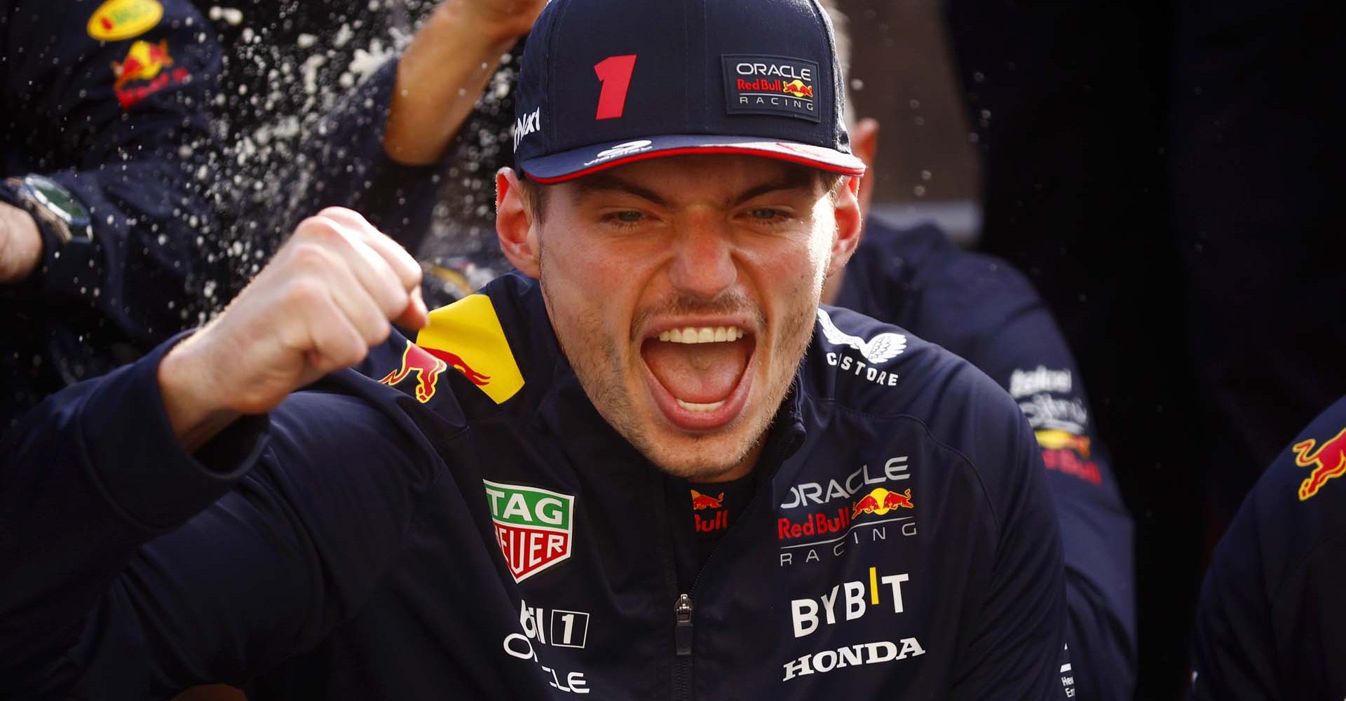 MONTREAL, QUEBEC - JUNE 18: Race winner Max Verstappen of the Netherlands and Oracle Red Bull Racing celebrates with his team after the F1 Grand Prix of Canada at Circuit Gilles Villeneuve on June 18, 2023 in Montreal, Quebec. (Photo by Jared C. Tilton/Getty Images)