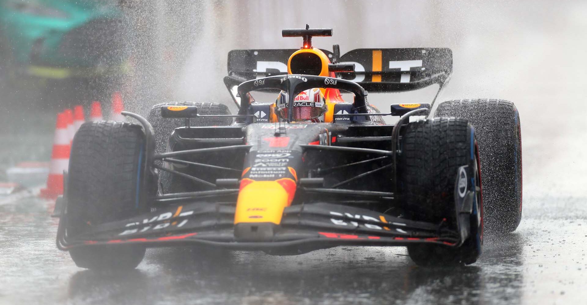 ZANDVOORT, NETHERLANDS - AUGUST 27: Max Verstappen of the Netherlands driving the (1) Oracle Red Bull Racing RB19 in the Pitlane in the rain during the F1 Grand Prix of The Netherlands at Circuit Zandvoort on August 27, 2023 in Zandvoort, Netherlands. (Photo by Peter Fox/Getty Images) // Getty Images / Red Bull Content Pool // SI202308270688 // Usage for editorial use only //